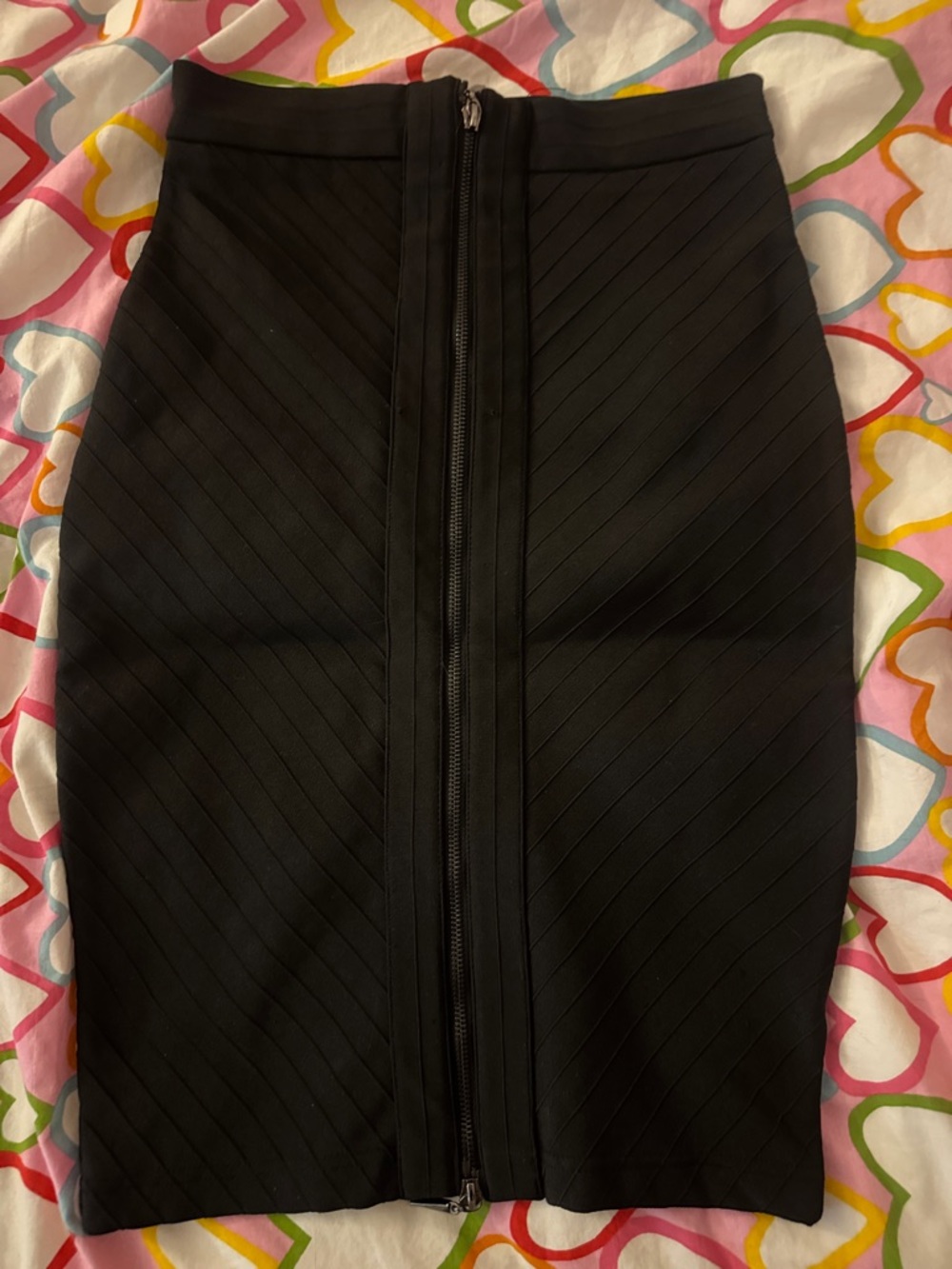 Black Pencil Skirt with Front Zip